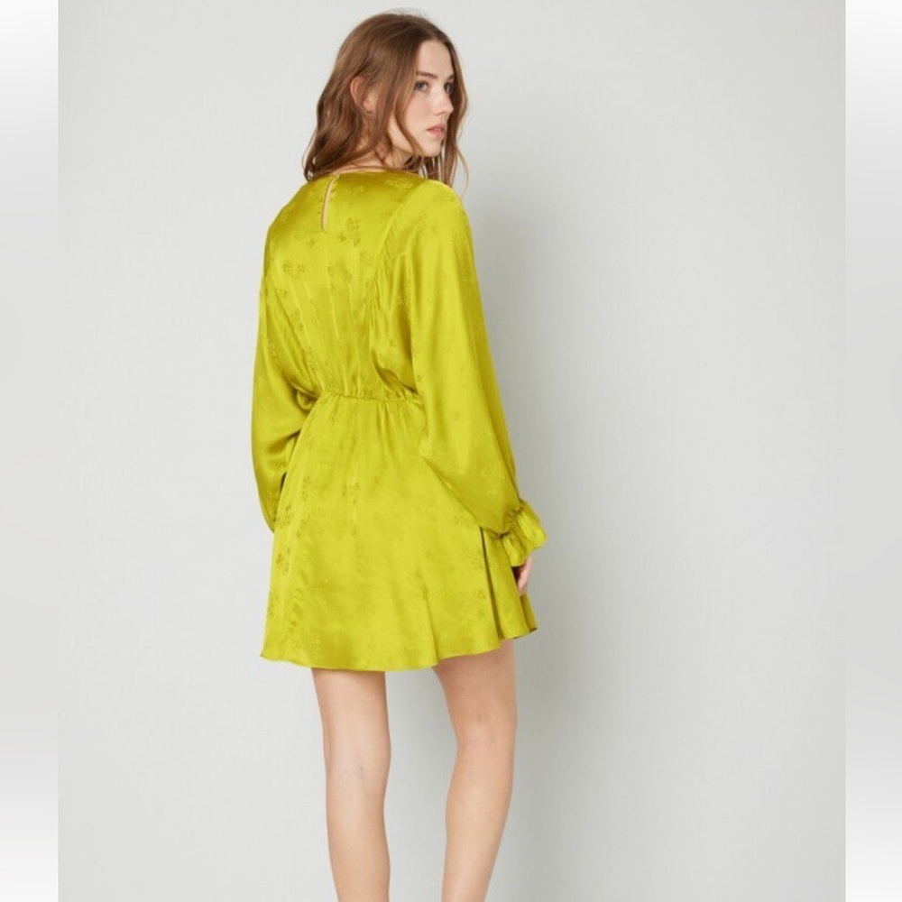 American Vintage NWT Large Anise Viscose Mini Dress Italian Designer - Picture 3 of 10